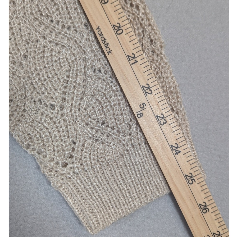 Lety & Me Cardigan Pocket Sweater Womens 3X Beige Pointelle Open Front - Picture 4 of 8